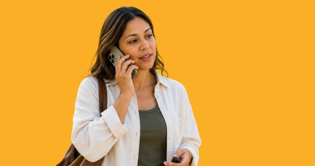 Adult making a phone call on mobile phone.